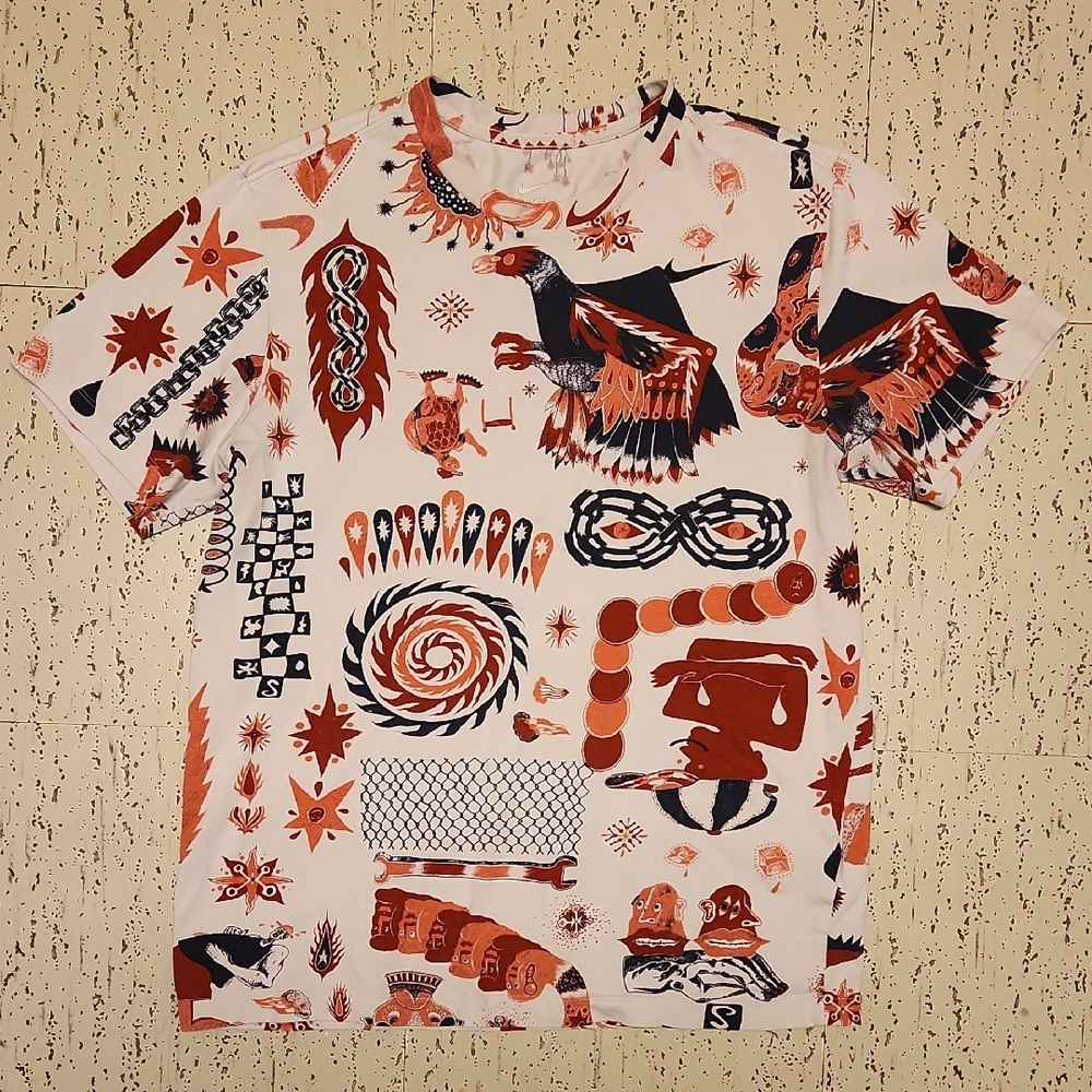 Nike Dri-Fit Wild Run Full Graphic Aop Crewneck T-Shirt Rare